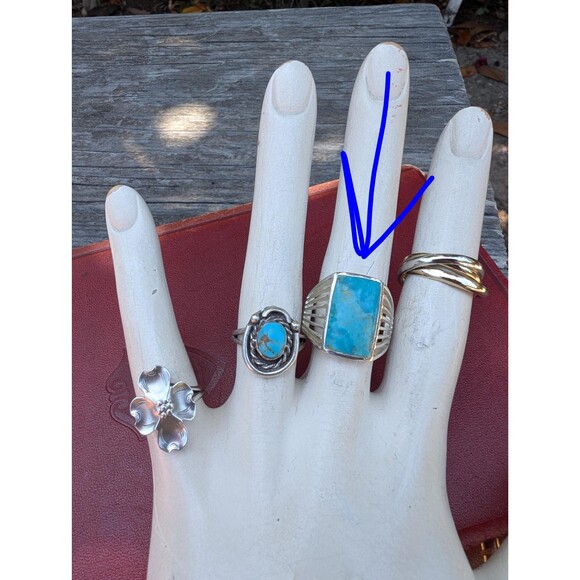 Vintage Turquoise Signet Ring, Southwestern Jewelry, Unisex Ring - Picture 9 of 9